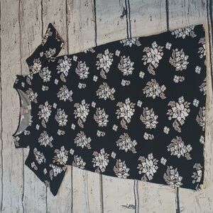 Chico's Black White Floral Print Off Shoulder Dress 1